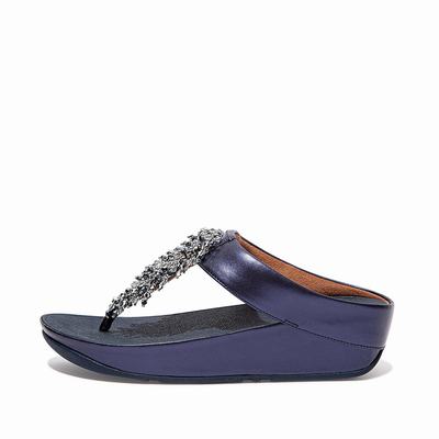 Fitflop Rumba Beaded Toe-Post - Sandalen Damen - Navy (NKG740631)